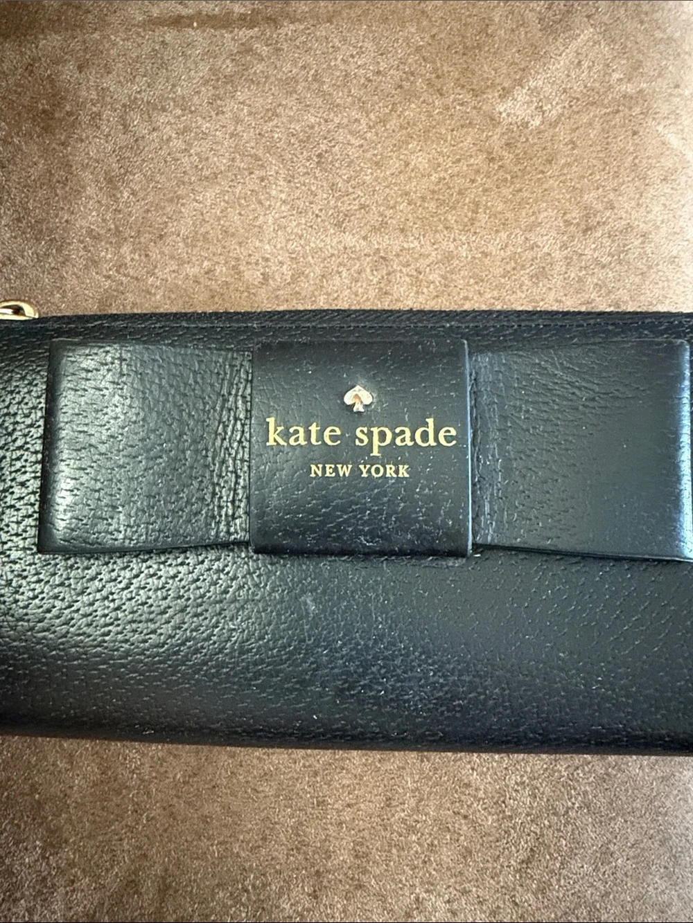 kate spade Black Leather Bow Zip Wallet